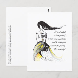 Self LOVE inspirational illustrated lady quote Postcard