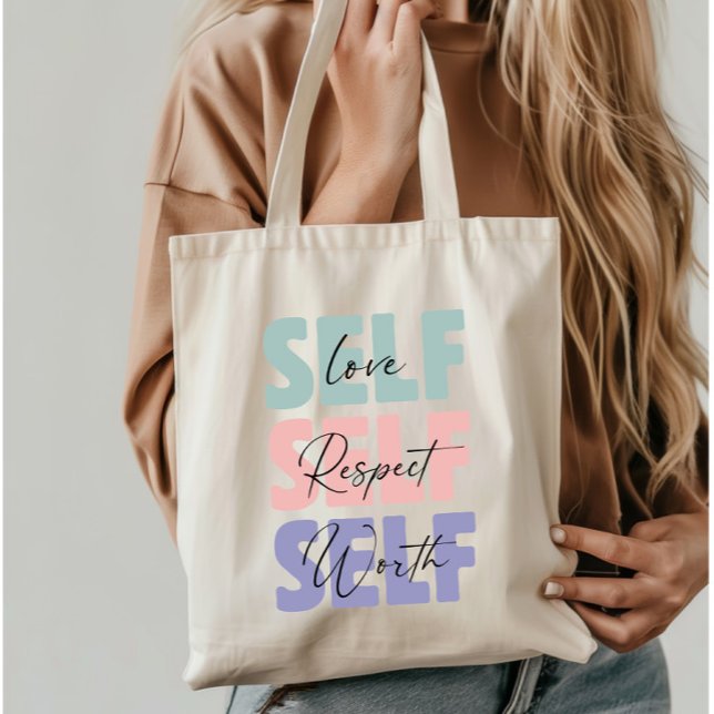 Self Love Self Repsect Self Worth typography Tote Bag (Creator Uploaded)