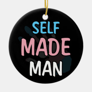 Self Made Man Transman LGBT Trans Pride Flag Gift Ceramic Tree Decoration