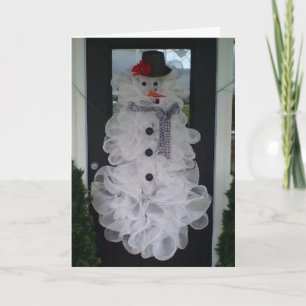 SELF MADE SNOWMAN SAYS "MERRY CHRISTMAS" FROM HOME HOLIDAY CARD