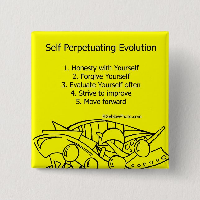 Self Perpetuating Evolution on Yellow 15 Cm Square Badge (Front)