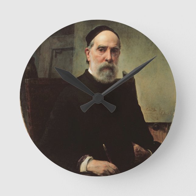 Self Portrait, 1878 (oil on canvas) Round Clock (Front)