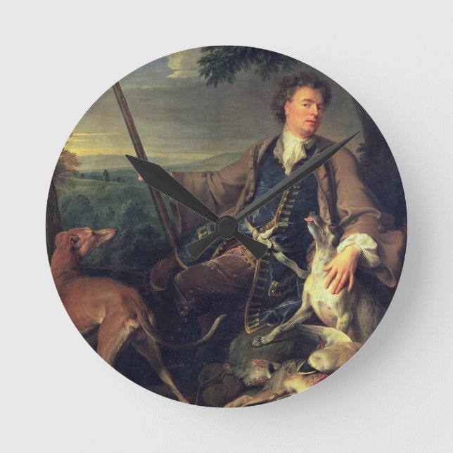 Self Portrait as a Hunter, 1699 (oil on canvas) Round Clock (Front)