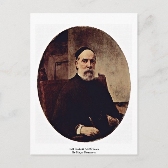 Self Portrait At 88 Years By Hayez Francesco Postcard (Front)