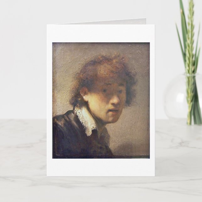 Self Portrait At Early Age By Rembrandt Van Rijn Card (Front)