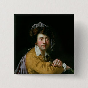 Self Portrait at the age of about Forty, c.1772-3 15 Cm Square Badge