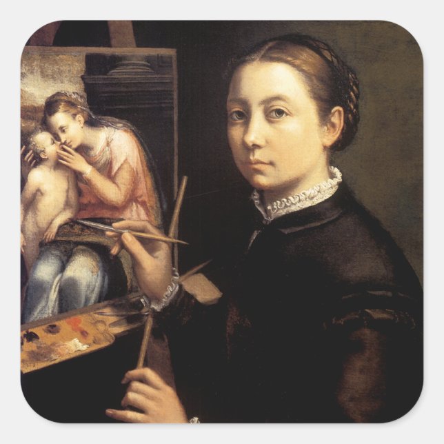 Self Portrait at the Easel Square Sticker (Front)