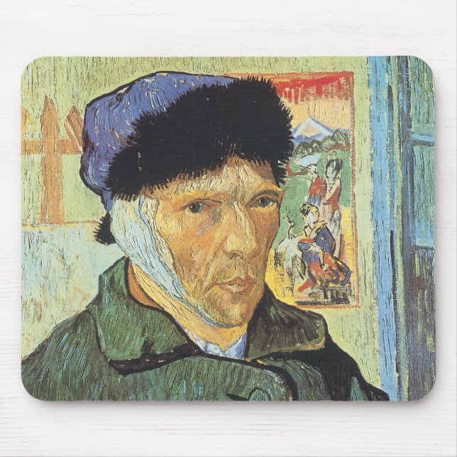 Self Portrait, Bandaged Ear by Vincent van Gogh Mouse Mat (Front)