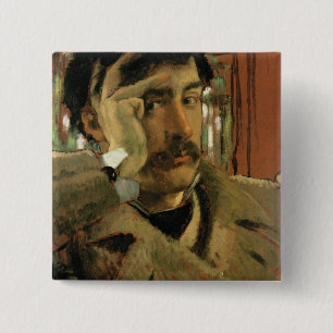 Self portrait, c.1865 15 cm square badge