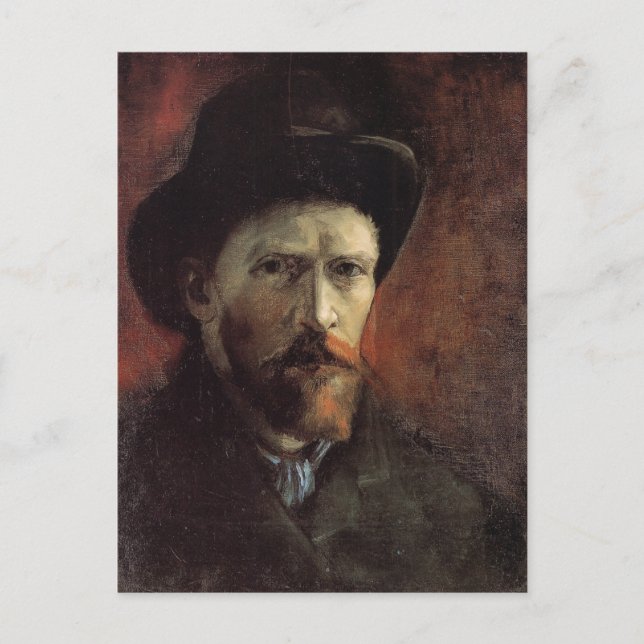 Self-Portrait, Dark Felt Hat, Van Gogh Fine Art Postcard (Front)
