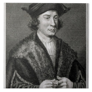 Self Portrait, engraved by J. Corner (engraving) Tile