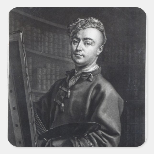 Self Portrait, engraved by John Faber, 1735 Square Sticker (Front)