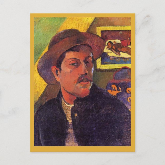 Self-Portrait in a Hat, Paul Gauguin, Postcard (Front)