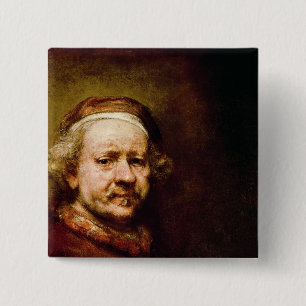 Self Portrait in at the Age of 63, 1669 15 Cm Square Badge