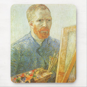 Self Portrait in Front of Easel, Vincent van Gogh Mouse Mat