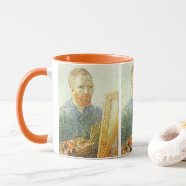 Self Portrait in Front of Easel, Vincent van Gogh Mug (With Donut)