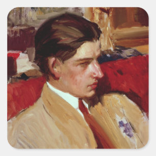 Self portrait in profile square sticker