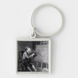 Self Portrait Painting the Comic Muse Key Ring