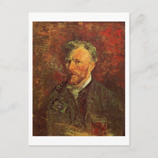 Self-Portrait, Pipe and Glass, Vincent van Gogh Postcard (Front)