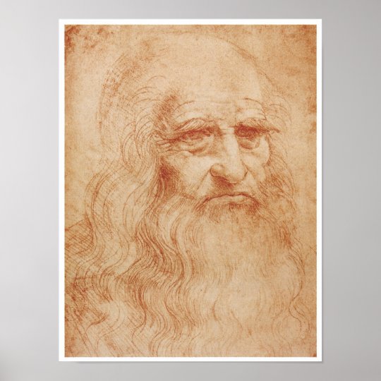 Self Portrait Red Chalk Leonardo Da Vinci 1519 Poster Zazzle Co Uk