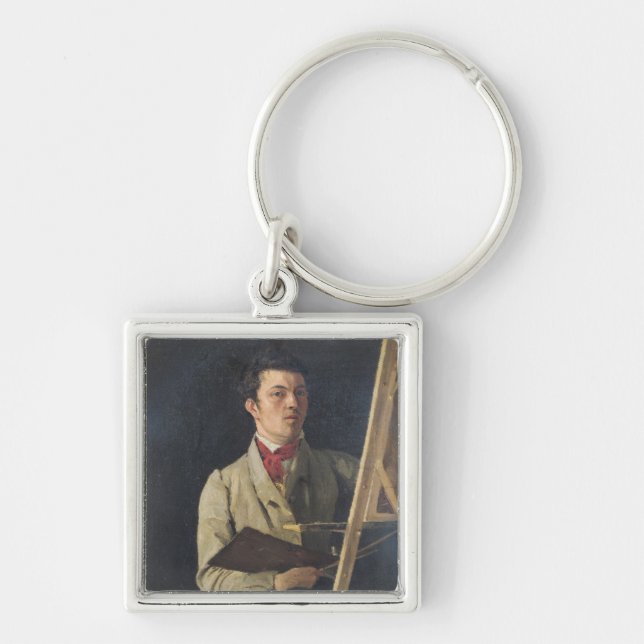 Self Portrait, Sitting next to an Easel, 1825 Key Ring (Front)