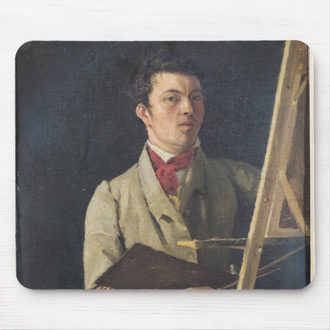 Self Portrait, Sitting next to an Easel, 1825 Mouse Mat (Front)