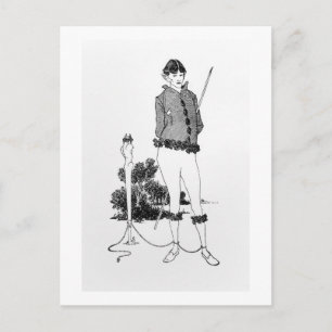 Self Portrait Tied to a Herm (engraving) (b&w phot Postcard