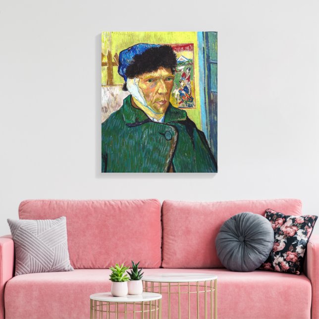 Self-Portrait w Bandaged Ear | Van Gogh | Canvas Print (Insitu(LivingRoom))