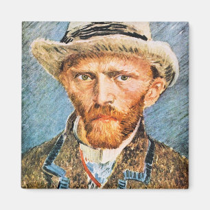 Self-portrait with a grey felt hat by van Gogh Magnet