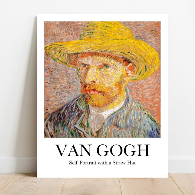 Self-Portrait with a Straw Hat by Vincent van Gogh Poster (Own Van Gogh's Sun-Kissed Self! "Straw Hat" Poster)