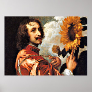 Self-Portrait with a Sunflower, 1632 artwork Poster