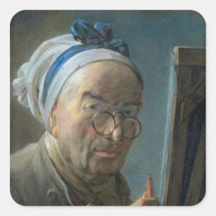 Self Portrait with an Easel, c.1775-79 Square Sticker