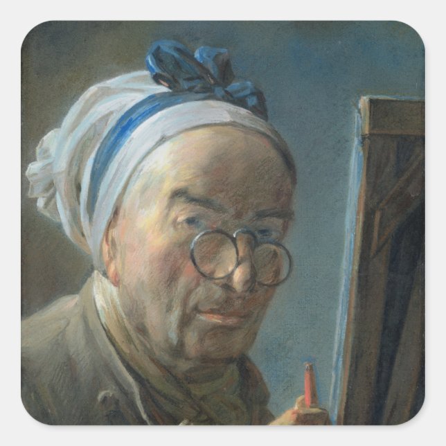 Self Portrait with an Easel, c.1775-79 Square Sticker (Front)