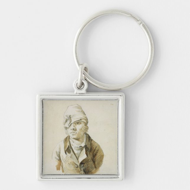Self Portrait with Cap and Eye Patch Key Ring (Front)