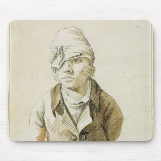 Self Portrait with Cap and Eye Patch Mouse Mat (Front)