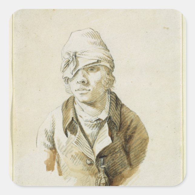 Self Portrait with Cap and Eye Patch Square Sticker (Front)