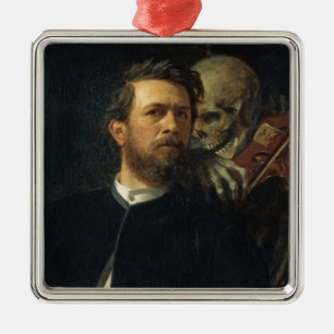 Self-Portrait With Death as a Fiddler (by Böcklin) Metal Tree Decoration