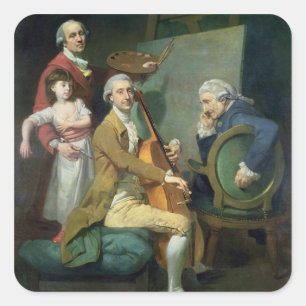 Self Portrait With his Daughter, Maria Theresa (?) Square Sticker