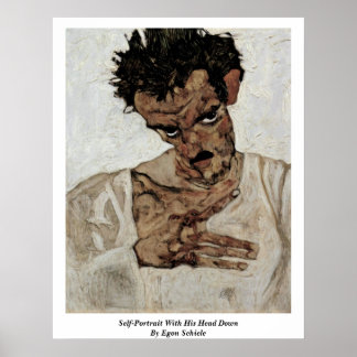 Self-Portrait With His Head Down By Egon Schiele Poster