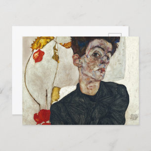 Self-Portrait with Physalis   Egon Schiele   Postcard