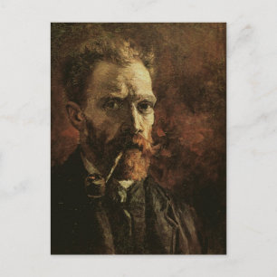 Self-Portrait with Pipe, Van Gogh Fine Art Postcard