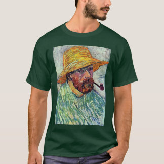 Self-Portrait With Straw Hat By Vincent Van Gogh T-Shirt
