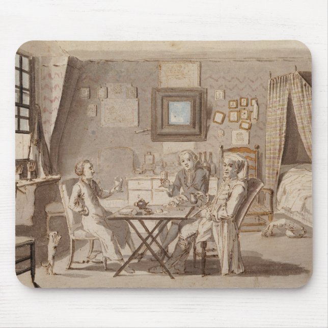 Self Portrait with Two Young Men (pen & brown ink Mouse Mat (Front)