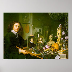 Self-Portrait with Vanitas Symbols Poster