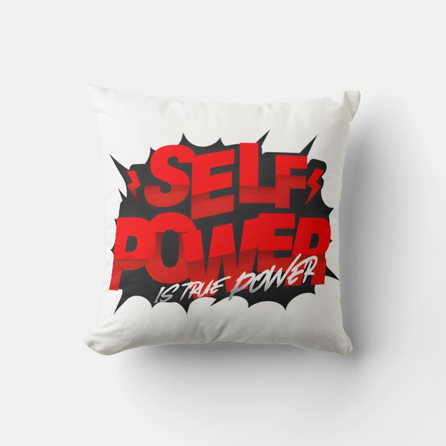 Self Power Is True Power Graphic Throw Pillow (Front)