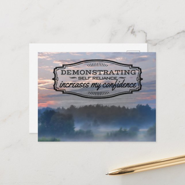 "Self reliance" Motivation Affirmation Postcard (Front/Back In Situ)