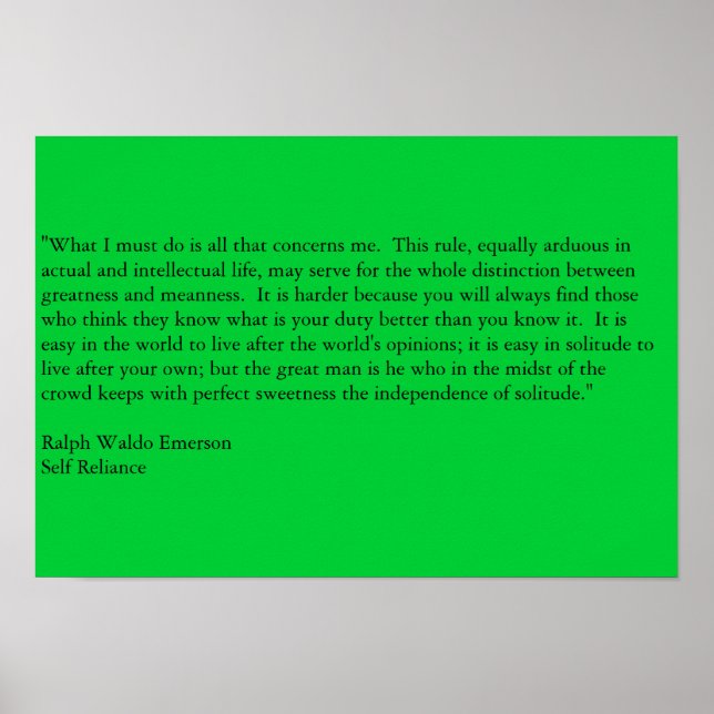 Self Reliance Poster (Front)