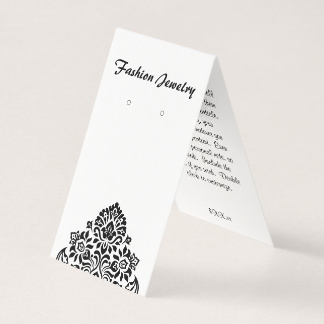 Self-Standing Damask B/W Earring Display Cards (Front)