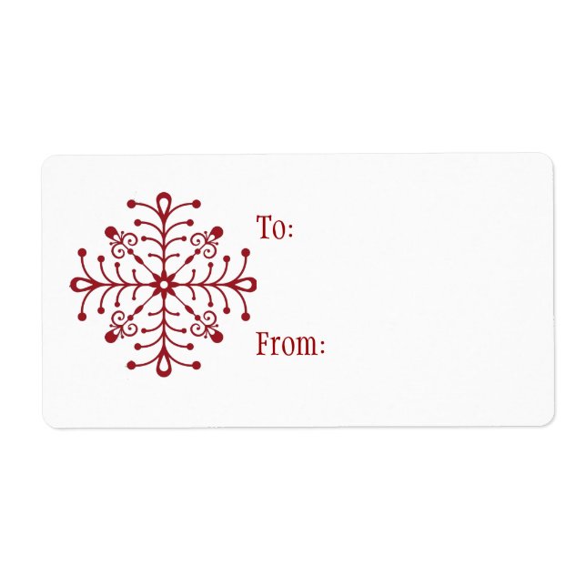 Self-Stick Christmas Gift Tag: Snowflake (Front)