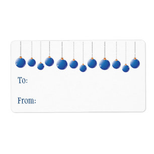 Self-Stick Gift Tag: Blue Christmas Balls